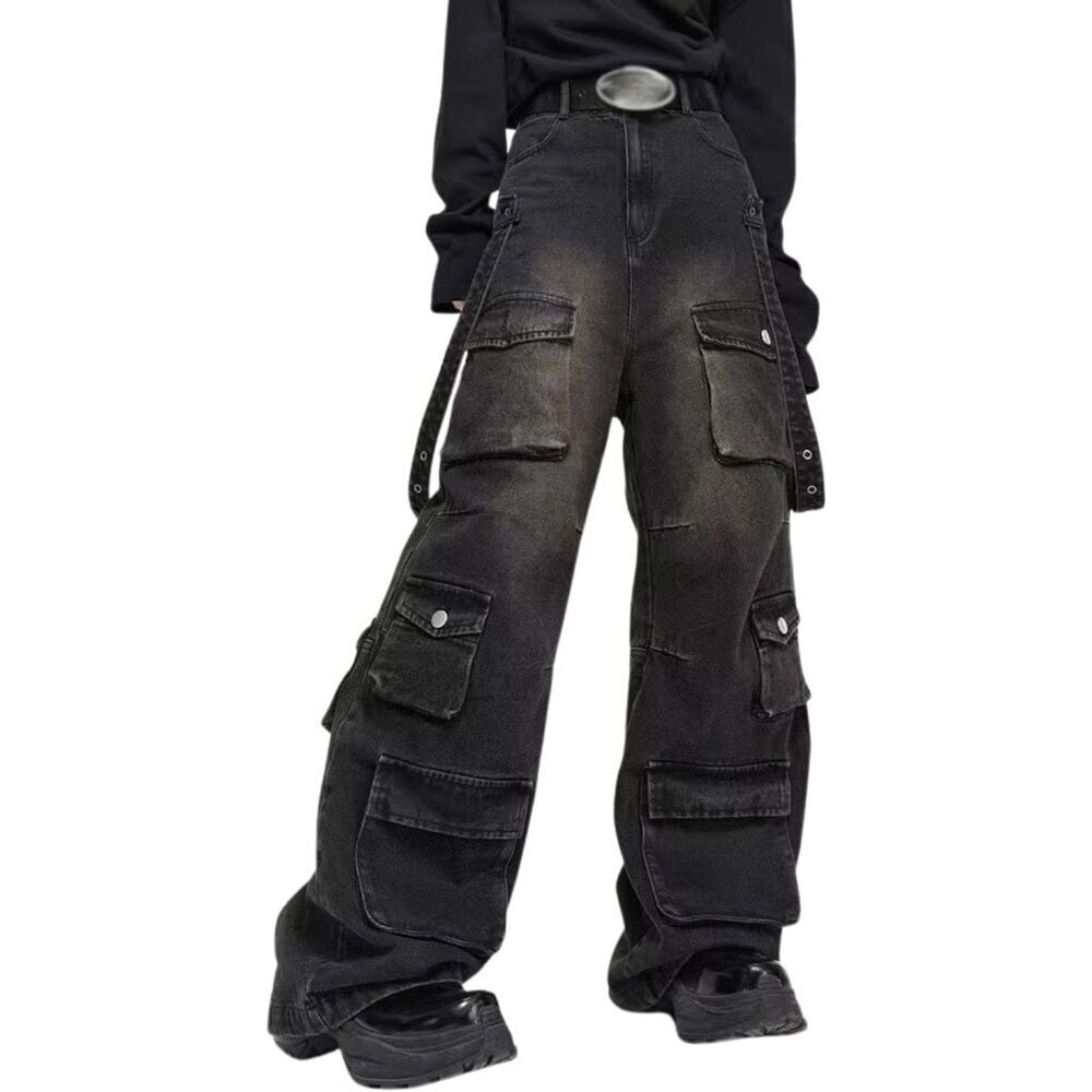 Baggy Cargo Pants Men Women Wide Leg Y2K Hip Hop High Waisted Streetwear